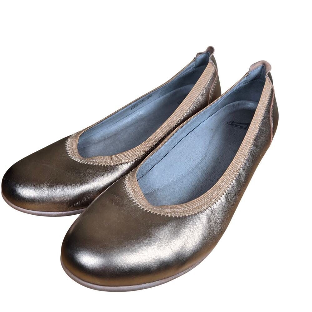 Dansko Gold Metallic Finish Flats Slip Ons Cushioned Insole EU 41 US 9.5-10